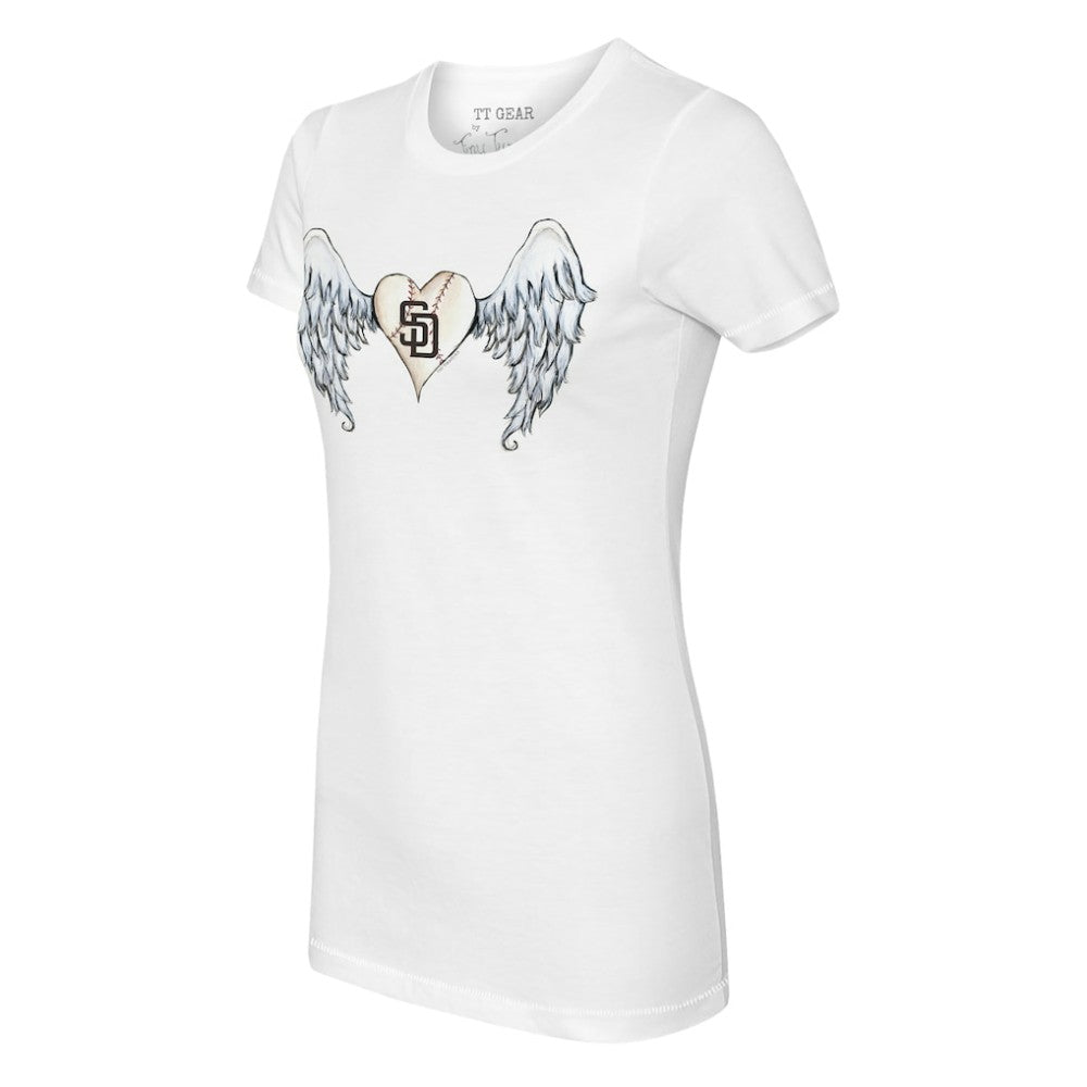 San Diego Padres Tiny Turnip Women's Angel Wings T-Shirt - White - MLB Sale