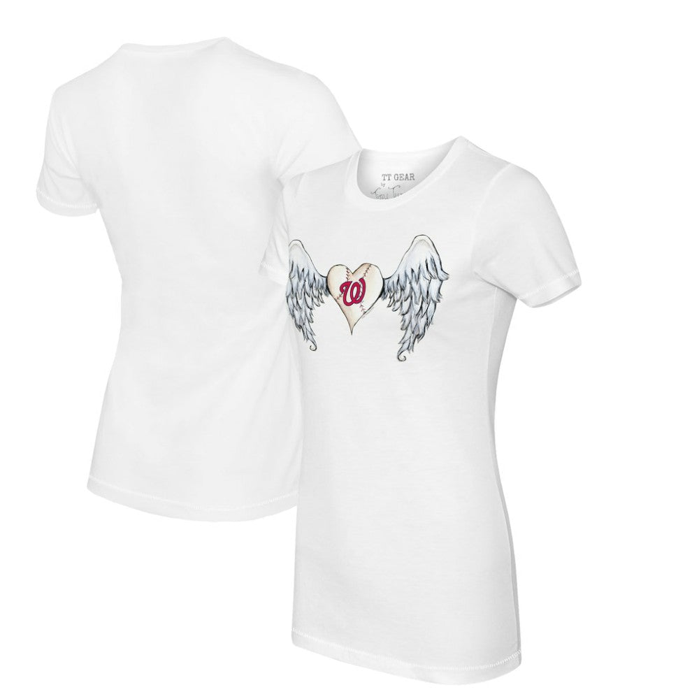 Washington Nationals Tiny Turnip Women's Angel Wings T-Shirt - White - MLB Sale