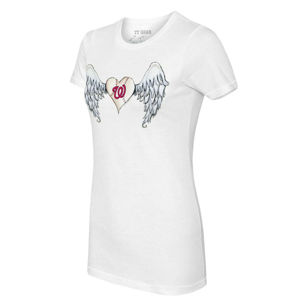Washington Nationals Tiny Turnip Women's Angel Wings T-Shirt - White - MLB Sale