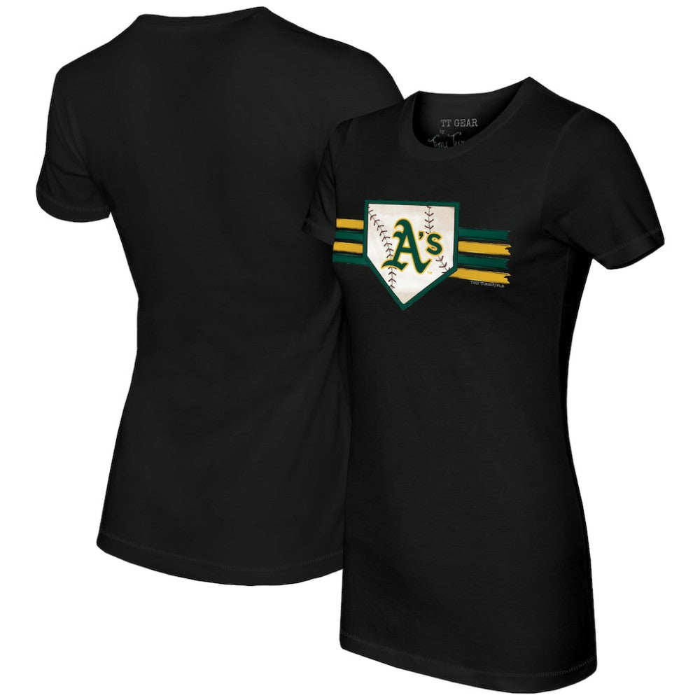 Athletics Tiny Turnip Women's Base Stripe T-Shirt - Black - MLB on Sale