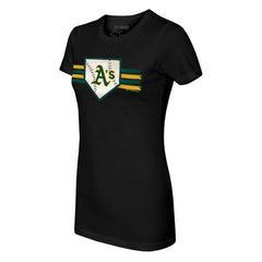 Athletics Tiny Turnip Women's Base Stripe T-Shirt - Black - MLB on Sale