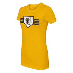 San Diego Padres Tiny Turnip Women's Base Stripe T-Shirt - Gold - MLB Sale