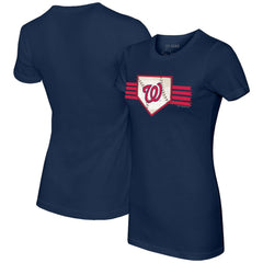 Washington Nationals Tiny Turnip Women's Base Stripe T-Shirt - Navy - MLB on Sale