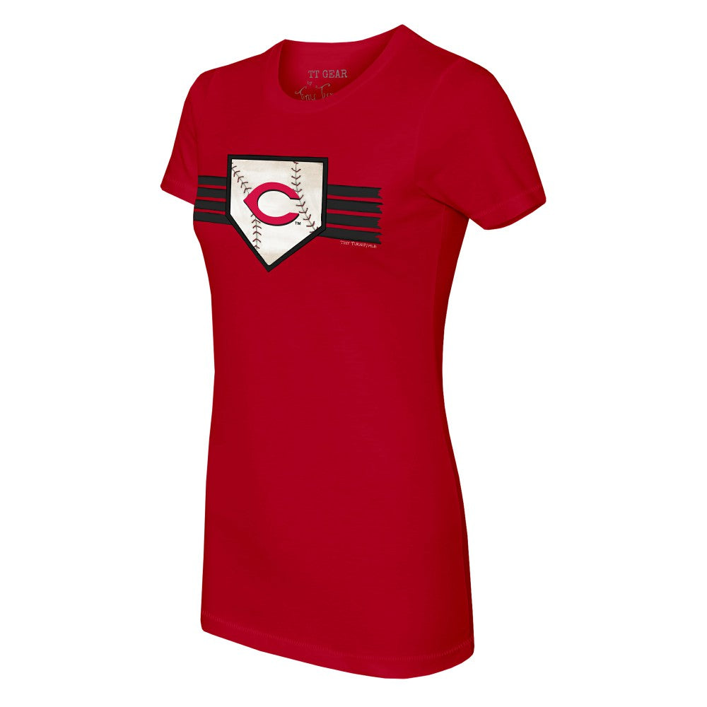 Cincinnati Reds Tiny Turnip Women's Base Stripe T-Shirt - Red - MLB on Sale