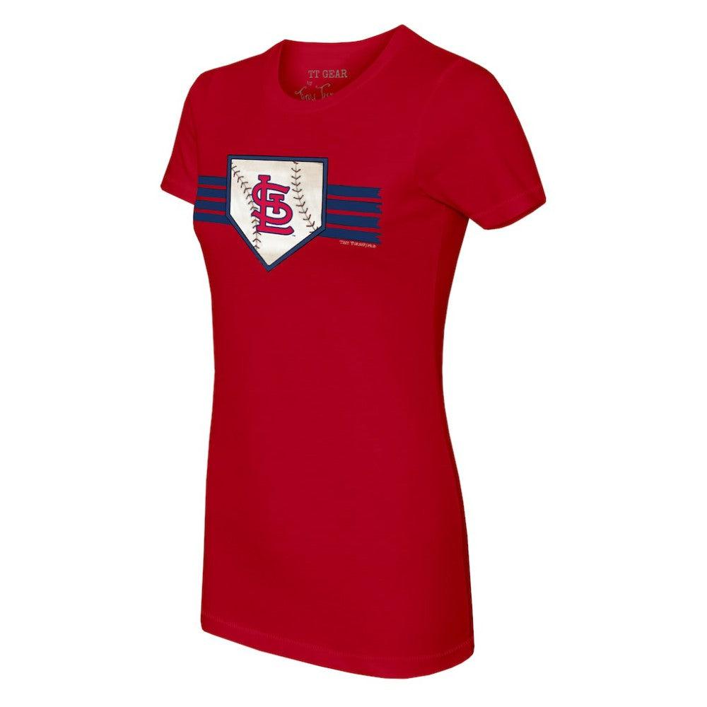St. Louis Cardinals Tiny Turnip Women's Base Stripe T-Shirt - Red - MLB Sale