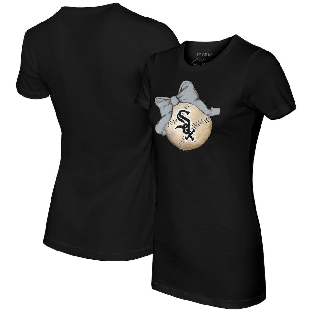 Chicago White Sox Tiny Turnip Women's Baseball Bow T-Shirt - Black - MLB Online
