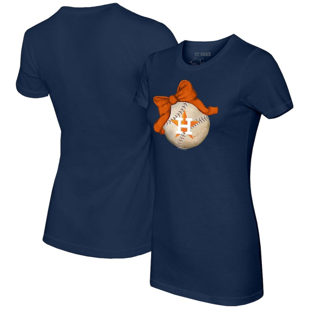 Houston Astros Tiny Turnip Women's Baseball Bow T-Shirt - Navy - MLB Online
