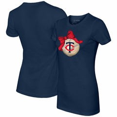 Minnesota Twins Tiny Turnip Women's Baseball Bow T-Shirt - Navy - MLB Discount