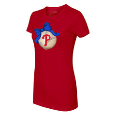 Philadelphia Phillies Tiny Turnip Women's Baseball Bow T-Shirt - Red - MLB on Sale