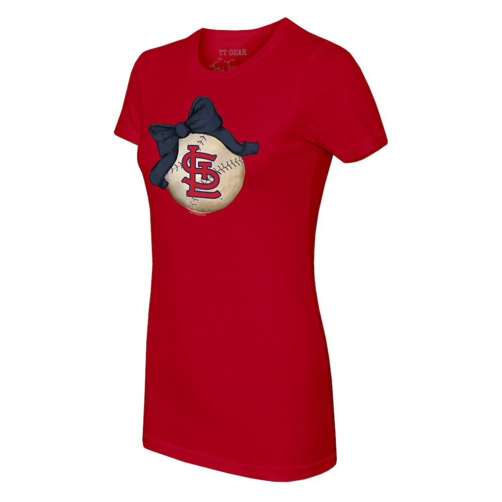 St. Louis Cardinals Tiny Turnip Women's Baseball Bow T-Shirt - Red - MLB on Sale