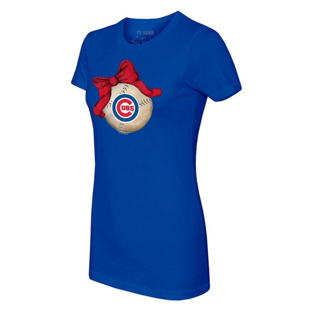 Chicago Cubs Tiny Turnip Women's Baseball Bow T-Shirt - Royal - MLB on Sale