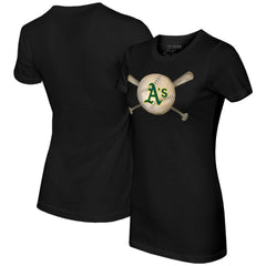 Athletics Tiny Turnip Women's Baseball Cross Bats T-Shirt - Black - MLB Lifestyle