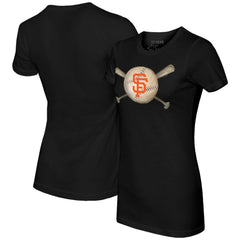 San Francisco Giants Tiny Turnip Women's Baseball Cross Bats T-Shirt - Black - MLB Lifestyle