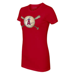 Los Angeles Angels Tiny Turnip Women's Baseball Cross Bats T-Shirt - Red - MLB Discount