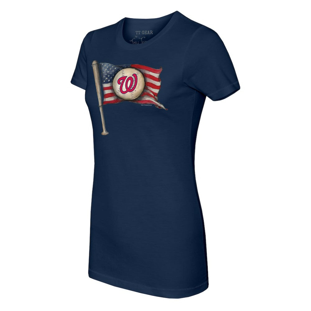 Washington Nationals Tiny Turnip Women's Baseball Flag T-Shirt - Navy - MLB Online