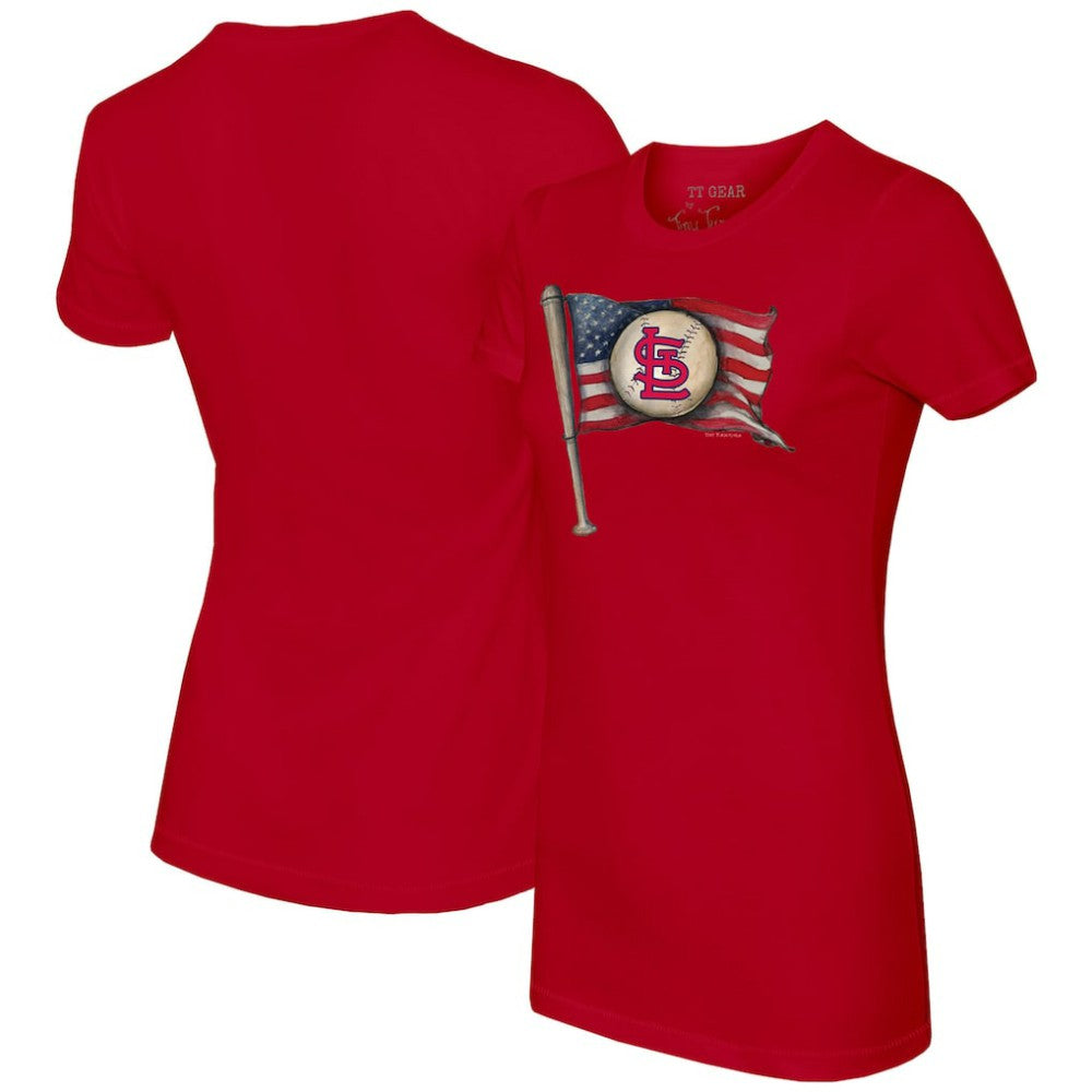 St. Louis Cardinals Tiny Turnip Women's Baseball Flag T-Shirt - Red - MLB Sale