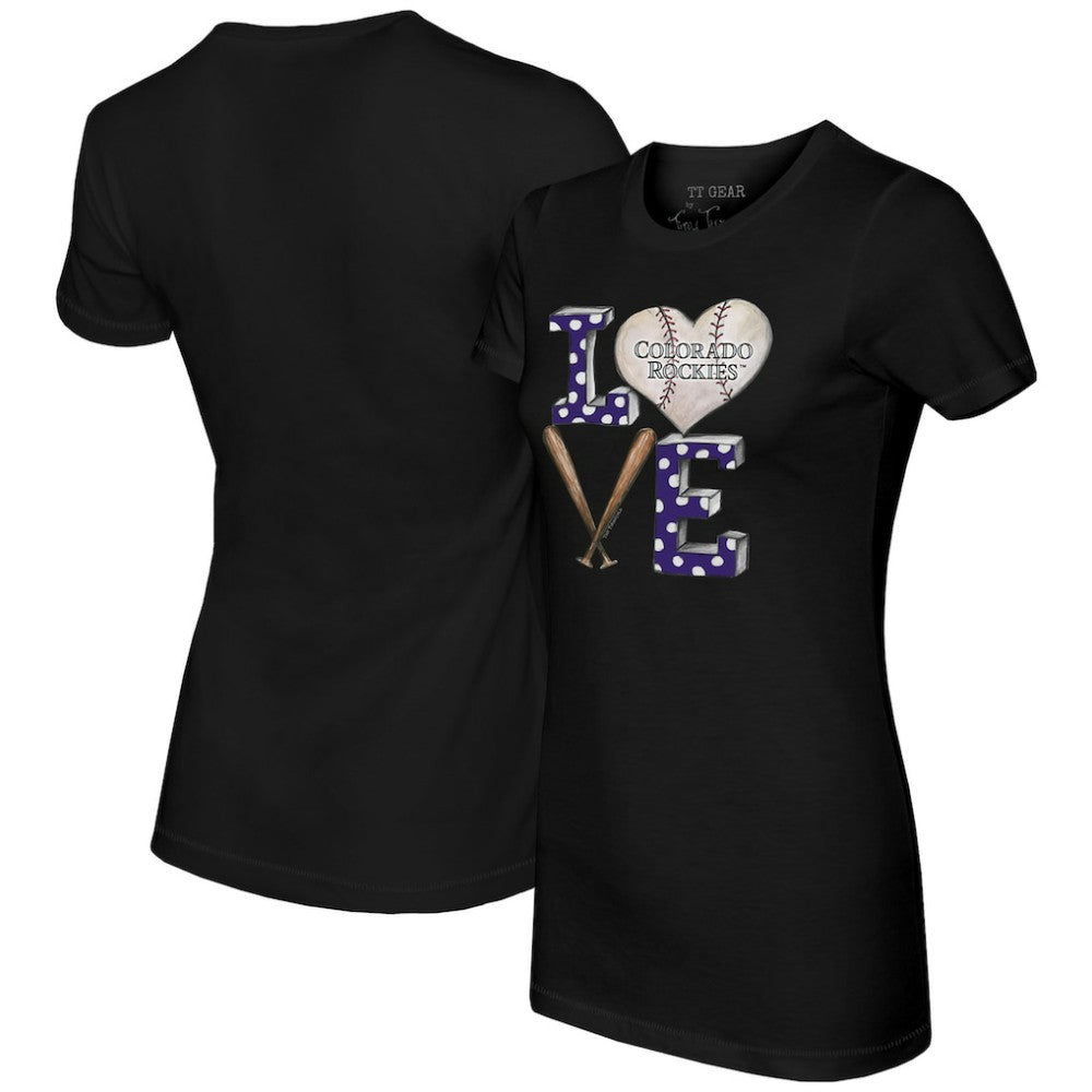 Colorado Rockies Tiny Turnip Women's Baseball Love T-Shirt - Black - MLB Lifestyle