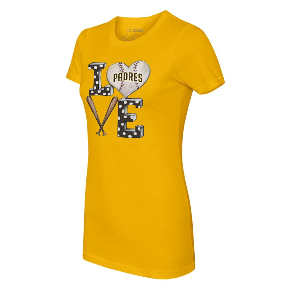 San Diego Padres Tiny Turnip Women's Baseball Love T-Shirt - Gold - MLB Lifestyle