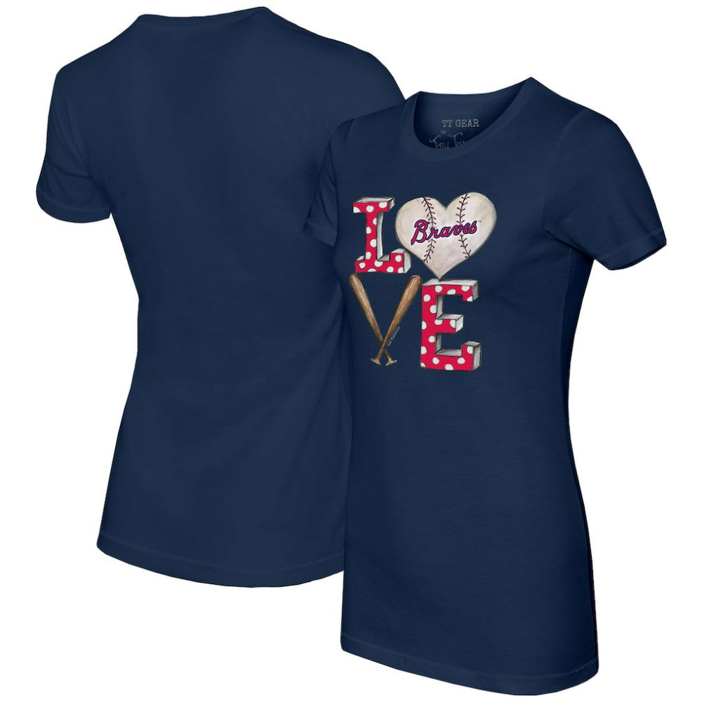 Atlanta Braves Tiny Turnip Women's Baseball Love T-Shirt - Navy - MLB Discount