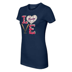 Atlanta Braves Tiny Turnip Women's Baseball Love T-Shirt - Navy - MLB Discount