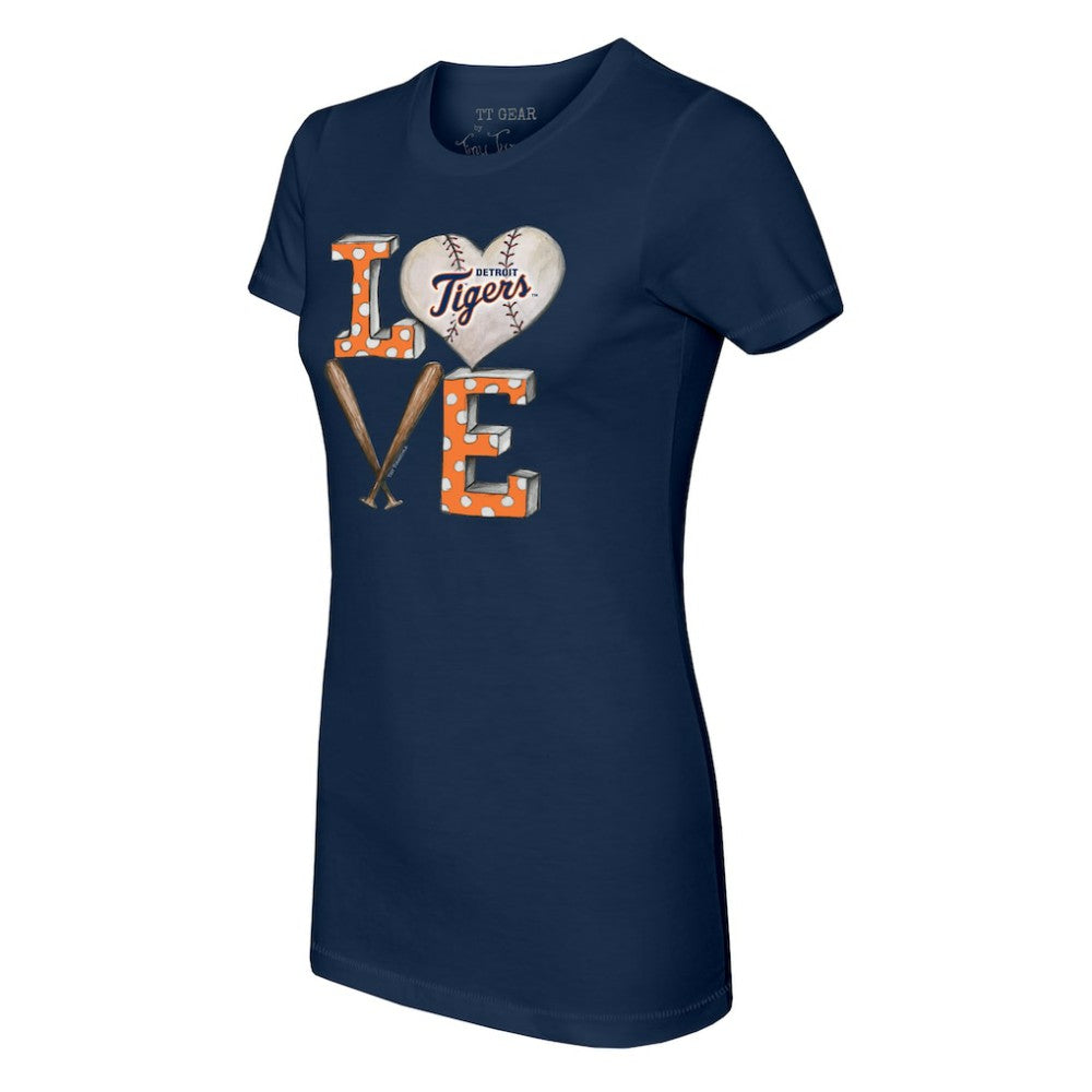 Detroit Tigers Tiny Turnip Women's Baseball Love T-Shirt - Navy - MLB Sale