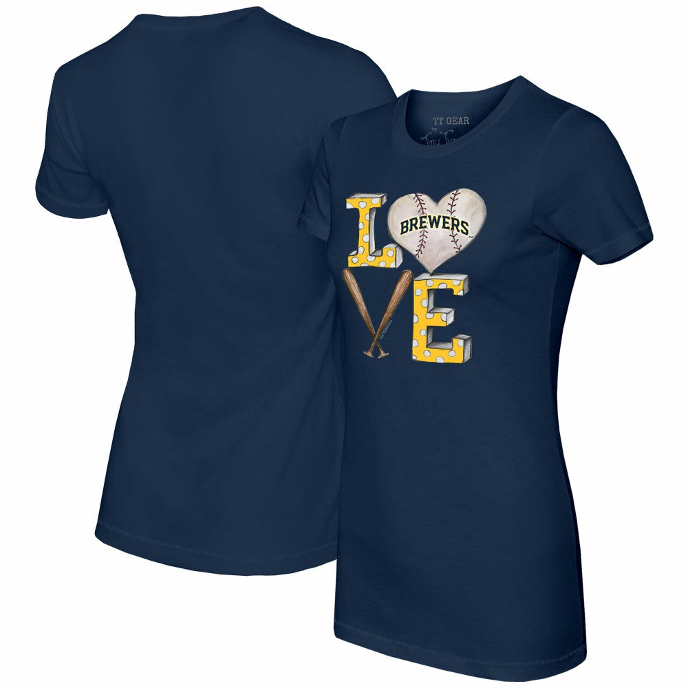 Milwaukee Brewers Tiny Turnip Women's Baseball Love T-Shirt - Navy - MLB Online