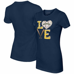 Milwaukee Brewers Tiny Turnip Women's Baseball Love T-Shirt - Navy - MLB Online
