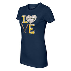 Milwaukee Brewers Tiny Turnip Women's Baseball Love T-Shirt - Navy - MLB Online