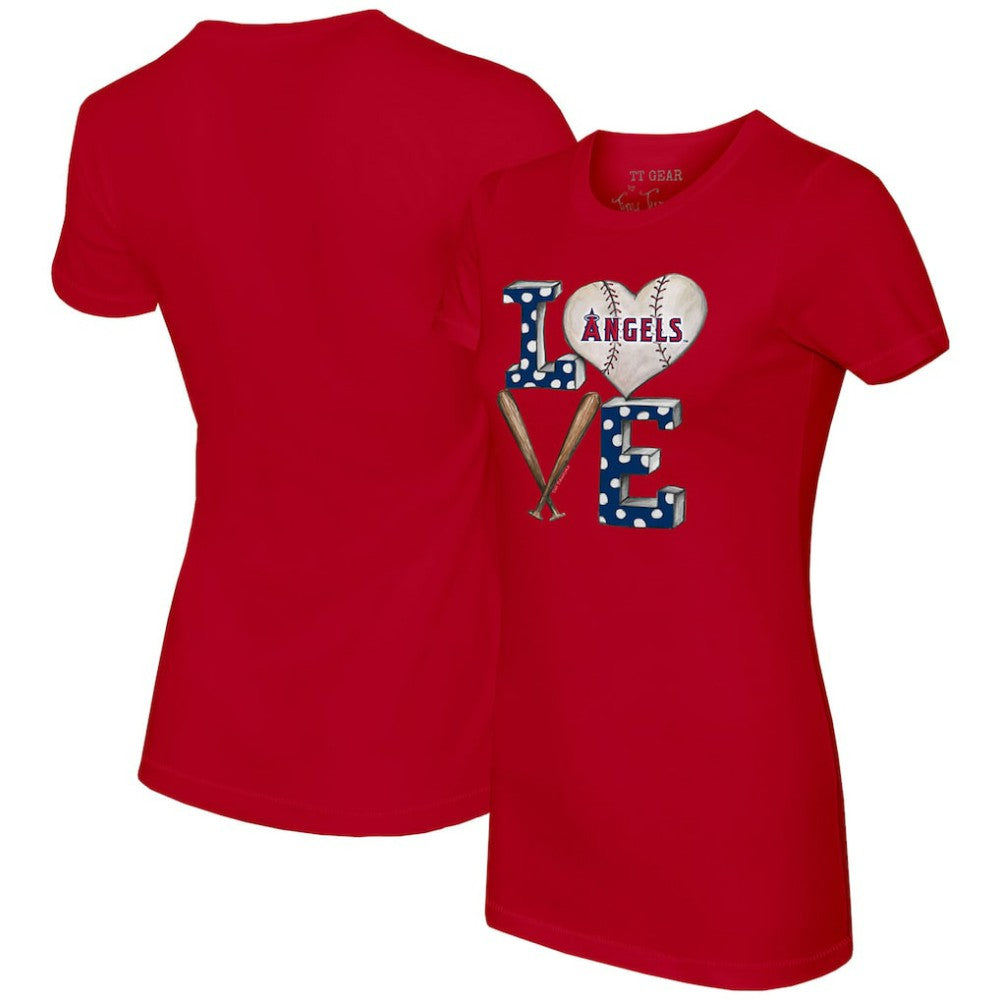 Los Angeles Angels Tiny Turnip Women's Baseball Love T-Shirt - Red - MLB on Sale
