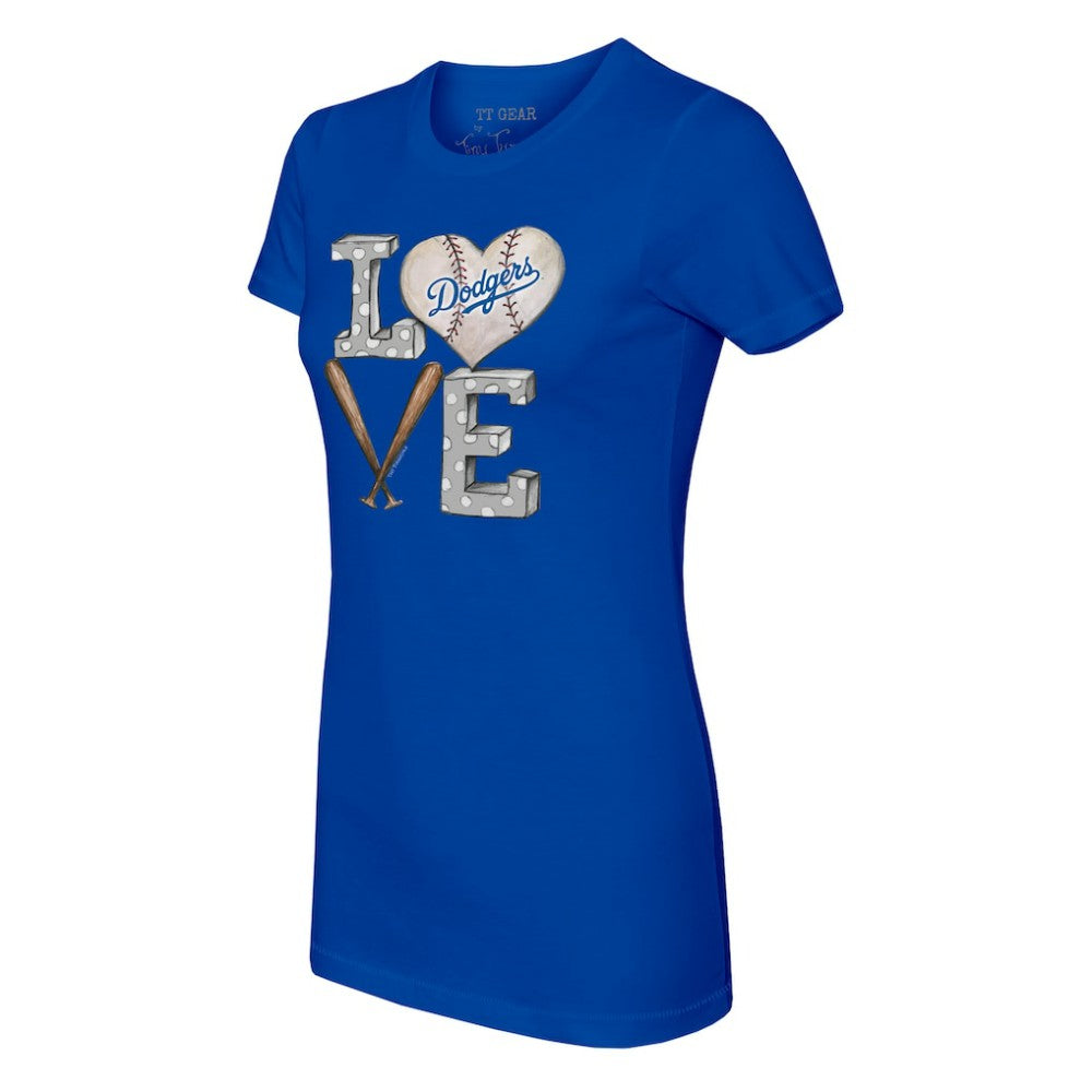 Los Angeles Dodgers Tiny Turnip Women's Baseball Love T-Shirt - Royal - MLB Sale