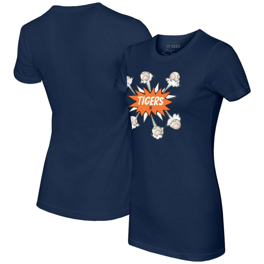 Detroit Tigers Tiny Turnip Women's Baseball Pow T-Shirt - Navy - MLB on Sale