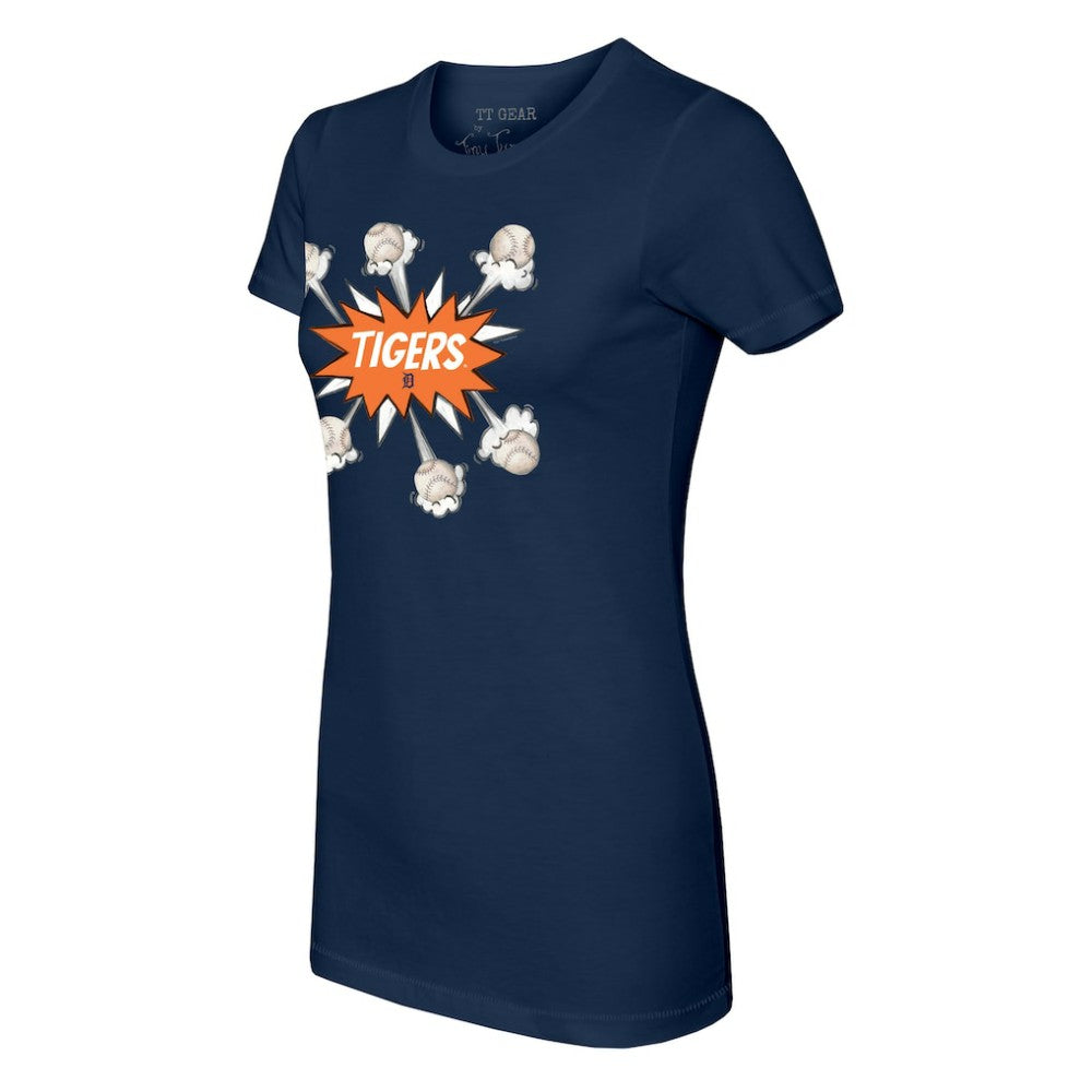 Detroit Tigers Tiny Turnip Women's Baseball Pow T-Shirt - Navy - MLB on Sale