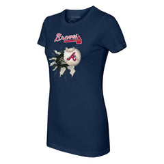 Atlanta Braves Tiny Turnip Women's Baseball Tear T-Shirt - Navy - MLB Sale