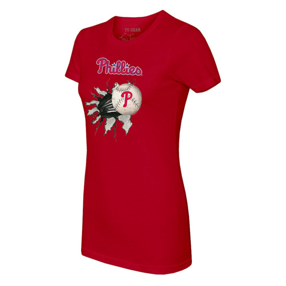 Philadelphia Phillies Tiny Turnip Women's Baseball Tear T-Shirt - Red - MLB on Sale