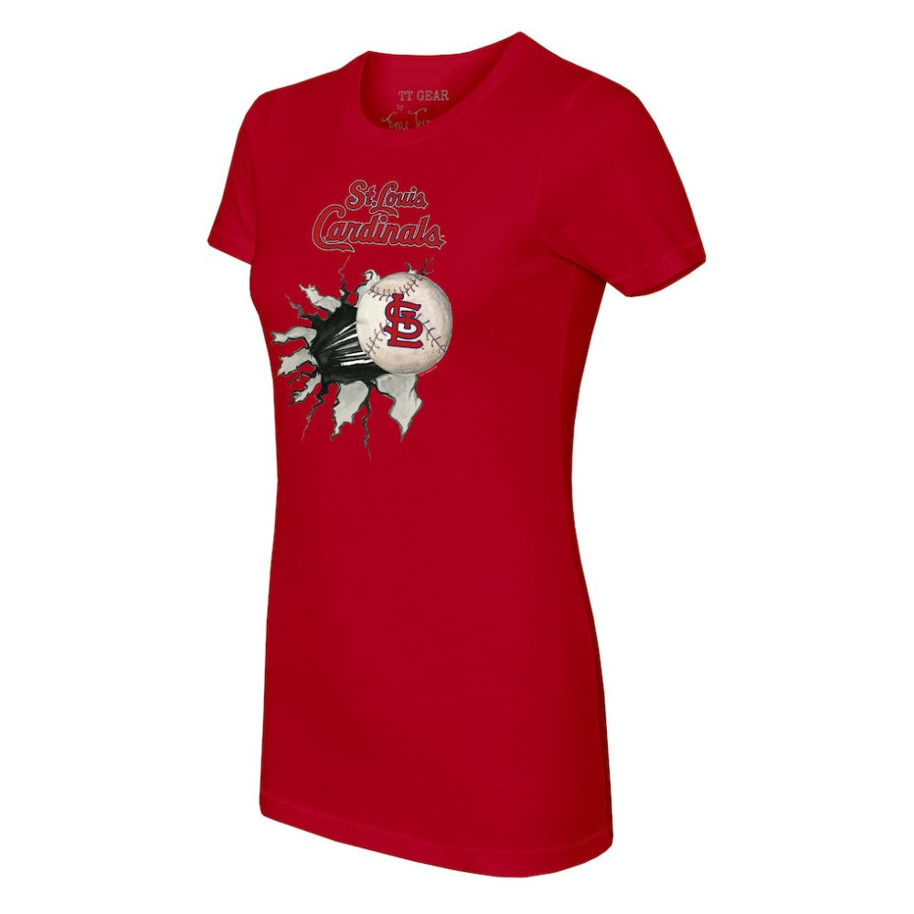 St. Louis Cardinals Tiny Turnip Women's Baseball Tear T-Shirt - Red - MLB on Sale