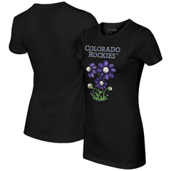 Colorado Rockies Tiny Turnip Women's Blooming Baseballs T-Shirt - Black - MLB Lifestyle