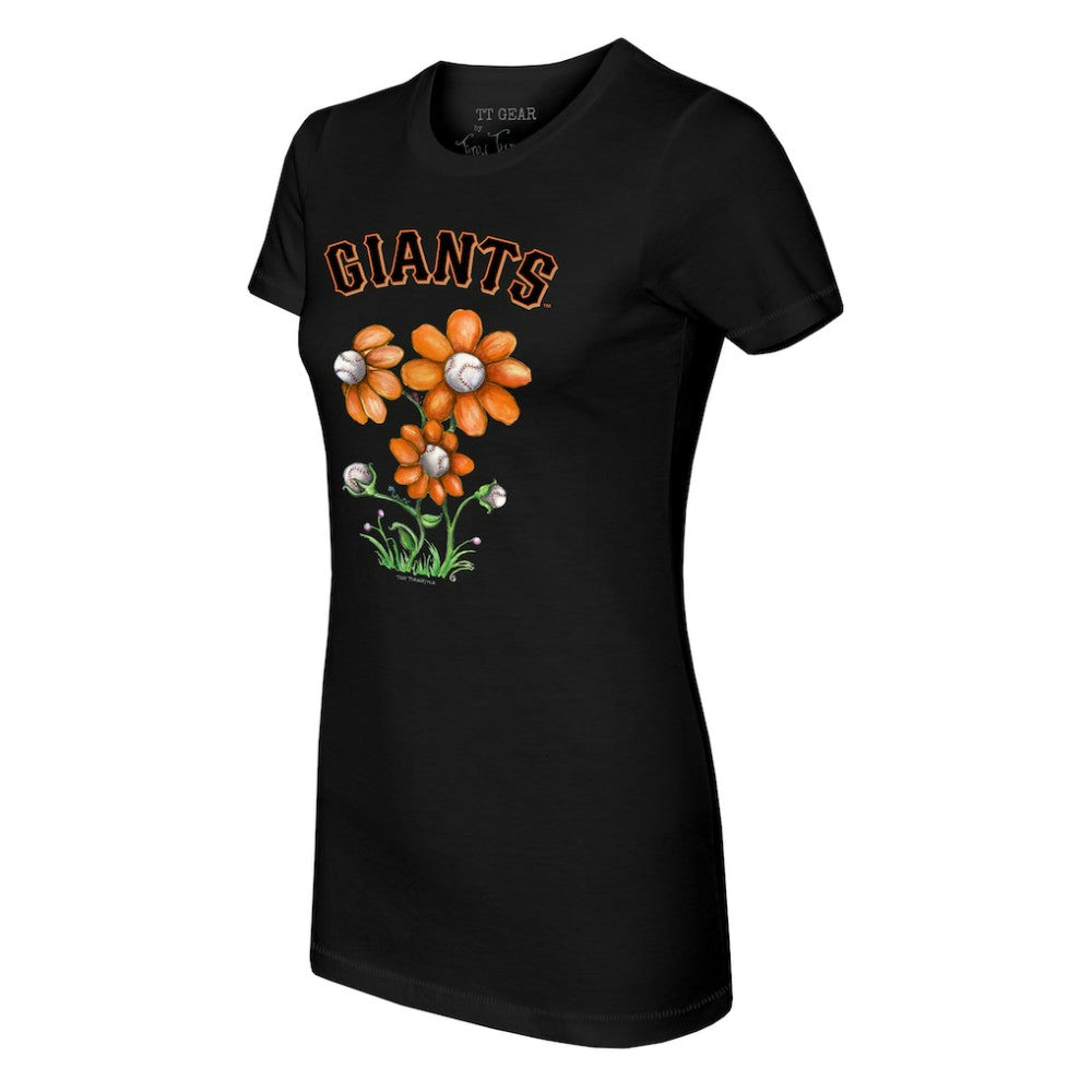 San Francisco Giants Tiny Turnip Women's Blooming Baseballs T-Shirt - Black - MLB Discount