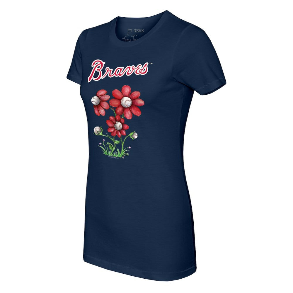Atlanta Braves Tiny Turnip Women's Blooming Baseballs T-Shirt - Navy - MLB Discount