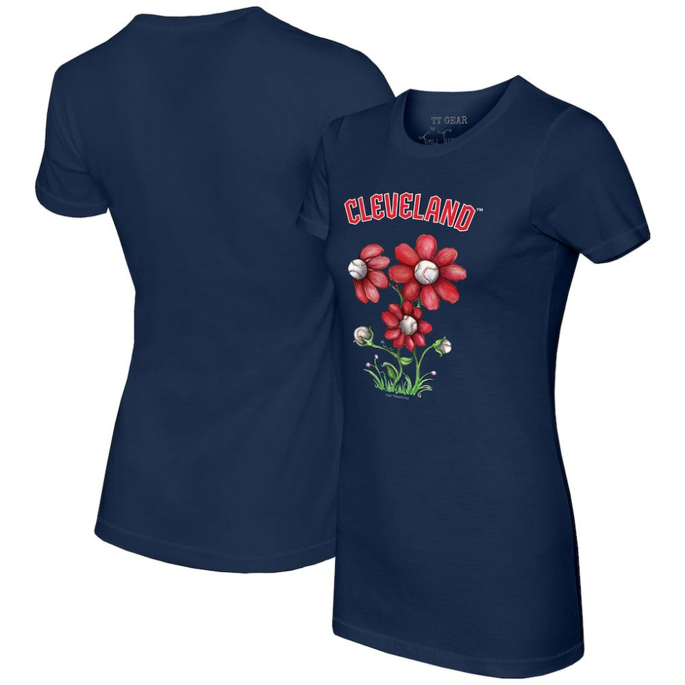 Cleveland Guardians Tiny Turnip Women's Blooming Baseballs T-Shirt - Navy - MLB Lifestyle