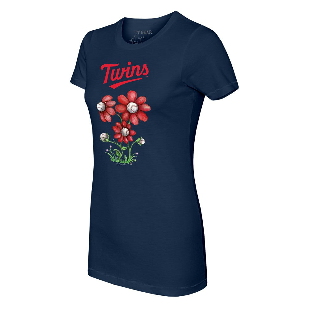 Minnesota Twins Tiny Turnip Women's Blooming Baseballs T-Shirt - Navy - MLB on Sale