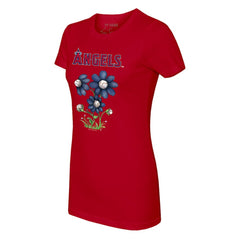 Los Angeles Angels Tiny Turnip Women's Blooming Baseballs T-Shirt - Red - MLB on Sale