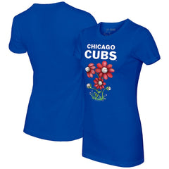 Chicago Cubs Tiny Turnip Women's Blooming Baseballs T-Shirt - Royal - MLB Lifestyle
