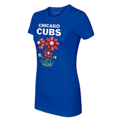 Chicago Cubs Tiny Turnip Women's Blooming Baseballs T-Shirt - Royal - MLB Lifestyle