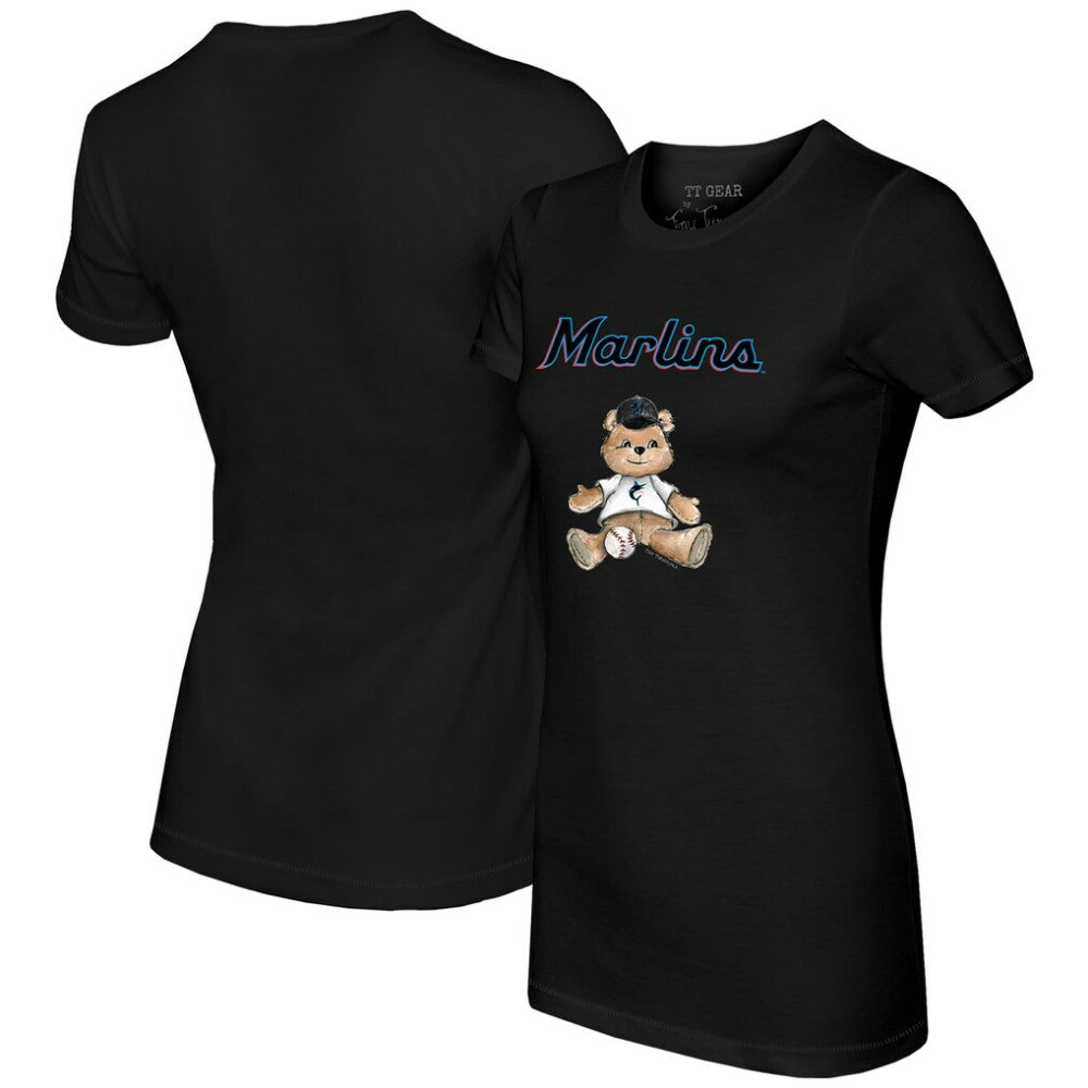 Miami Marlins Tiny Turnip Women's Teddy Boy T-Shirt - Black - MLB Discount