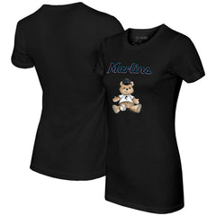 Miami Marlins Tiny Turnip Women's Teddy Boy T-Shirt - Black - MLB Discount