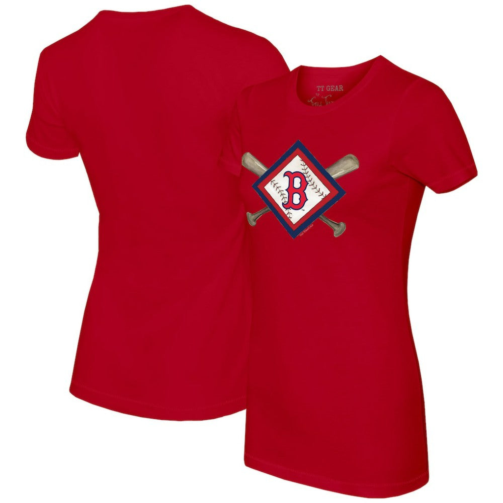Boston Red Sox Tiny Turnip Women's Diamond Cross Bats T-Shirt - Red - MLB Online
