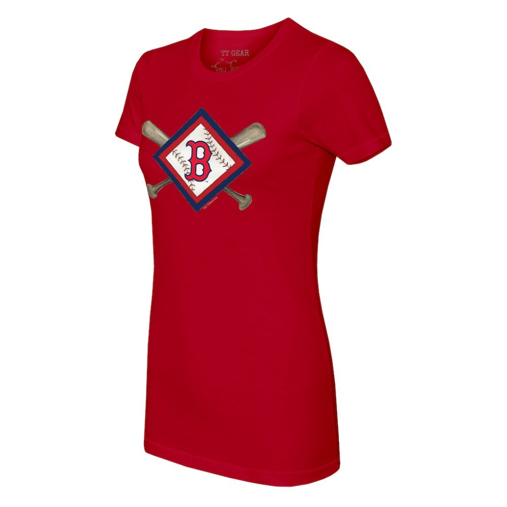 Boston Red Sox Tiny Turnip Women's Diamond Cross Bats T-Shirt - Red - MLB Online