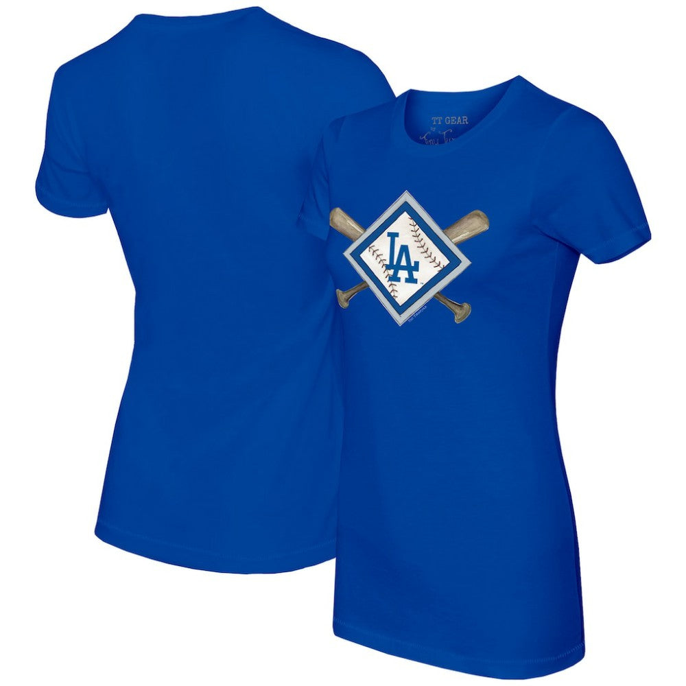 Los Angeles Dodgers Tiny Turnip Women's Diamond Cross Bats T-Shirt - Royal - MLB on Sale
