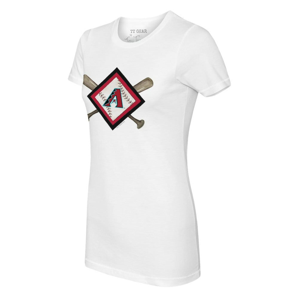 Arizona Diamondbacks Tiny Turnip Women's Diamond Cross Bats T-Shirt - White - MLB on Sale