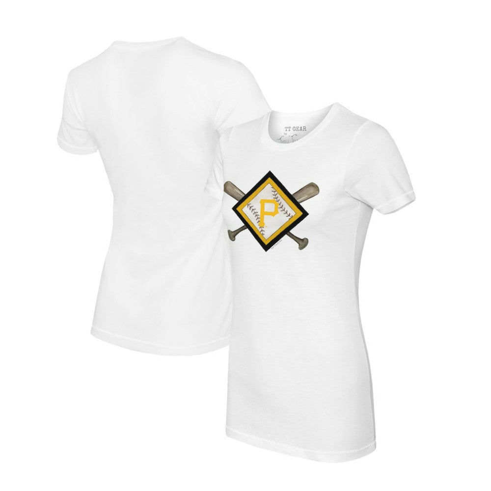 Pittsburgh Pirates Tiny Turnip Women's Diamond Cross Bats T-Shirt - White - MLB Online